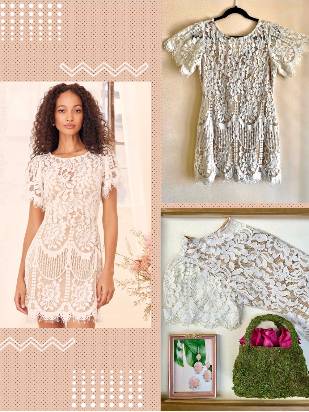 Lulus Pearson White Lace Short Sleeve Dress
